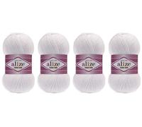 55% Baumwolle, 45% Acrylgarn, Alize Baumwolle, Goldfaden, Häkeln, Handstricken, Kunst, 4 Knäuel, 400 g, 1444 Yds (55-weiß)