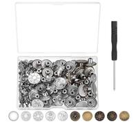 55 Stk Jeans Knöpfe ohne Nähen, Ø 17mm Hosenknopf, Jeansknöpfe zum Schrauben, Hosen Ersatz Knöpfe, Ersatz Metall Hosenknöpfe, Verstellbare Druckknöpfe für DIY Kleidung Jeans Taschen Hosen Knöpfe