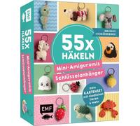 55 x häkeln - Mini-Amigurumis Schlüsselanhänger: Dein Kartenset mit niedlichen Tieren & mehr