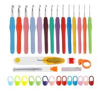 57 Stück Häkelnadel Set 14 Größen Häkel Zubehör Metall Crochet Hook Set Häkelnadel mit Bunte Silikon Ergonomischer Griff für Anfänger und Häkelliebhaber