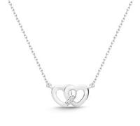 585er Weißgold-Collier Herzen 2 Diamanten