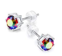 5A Stunning Red Wine 925 Sterling Silver Girl Wife Earrings Stud Jewelry for Women Hypoallergenic Tragus Cartilage Sleeper