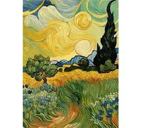 5D Diamond Van Gogh Dorf Painting Bilder - DIY Crystal Strass Stickerei für Erwachsene/Kinder, Voll Rond Zubehör Set für Home Wand Décor 40x30cm S-1580