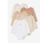 5er-Pack Baby Langarm-Bodys in Schlupfform Bio-Baumwolle BASIC set weiß Gr. 80 von Vertbaudet