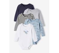 Bio-Kollektion: 5er-Pack Baby Schlupfbodys nachtblau/grau/blau/Gr. 92/98 von vertbaudet