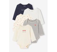 5er-Pack Baby Schlupfbodys Bio-Baumwolle nachtblau/weiß/wollw Gr. 92/98 von Vertbaudet
