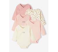 5er-Pack Baby Wickelbodys mit langen Ärmeln Bio-Baumwolle rosa Gr. 50 von Vertbaudet