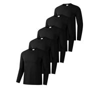 5er-Pack Baumwollhemden für Männer, langärmelige Rundhals-Casual-T-Shirts, Klassische Regular-Fit-Hemden, Basics für den Winter 5 Schwarz 5P01-L