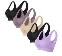 5er Pack BH Damen Nahtloser BH Damen Ohne Bügel Bralette Weicher Gerafft Atmungsaktiv Bequemer Große Größe Push Up BH Gepolstert Klassische Bustier T-Shirts BH Seamless Bra BH-Verlängerung