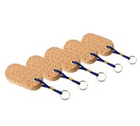 5er-Pack Boots Schlüssel-Anhänger aus Kork | maritime Anhänger für Schlüssel (Oval, flach) | 3 verschiedene Formen zur Auswahl