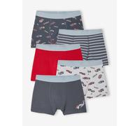 5er-Pack Boxershorts mit F1-Auto-Motiv, Jungen, Bio-Baumwolle grau Gr. 98/104 von vertbaudet