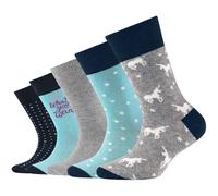 5er Pack camano Soft Baumwoll Horse Crew Socken Kinder 6010 - nile blue 35-38