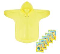 5er-Pack Einweg Regenponcho Kinder, Dickes Poncho Regenmantel Wasserdicht Kinder Mädchen Regenschutz Transparent Leicht Jungen Regenjacke mit Kapuze Gelb