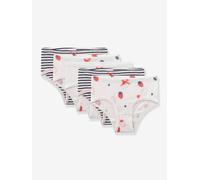 5er-Pack Hüft-Slips Erdbeere/Streifen Mädchen Sanetta weiß Gr. 98/104