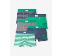 5er-Pack Jungen Boxershorts aus Stretch, Skater grün Gr. 128 von vertbaudet