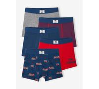 5er-Pack Jungen Boxershorts mit Bio-Baumwolle, Feuerwehr aquablau Gr. 110 von vertbaudet