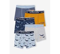 5er-Pack Jungen Boxershorts, Wale blau Gr. 128 von vertbaudet