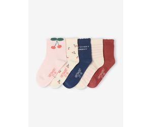 5er-Pack Kinder Socken Kirschen, gewellter Saum indigo-blau Gr. 31/34 von vertbaudet