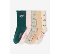 5er-Pack Kinder Socken mit Blumen, gewellter Saum wollweiß Gr. 35/38 von vertbaudet