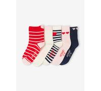 5er-Pack Kinder Socken mit Herzen rot Gr. 35/38 von vertbaudet