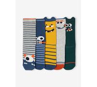5er-Pack Kinder Socken mit Monstern blau Gr. 35/38 von Vertbaudet