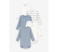 5er-Pack Langarmbodys Baby PETIT BATEAU blau Gr. 62