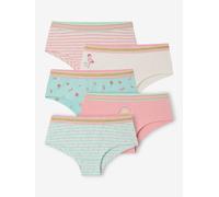 5er-Pack Mädchen Shortys rosa/aqua Gr. 128 von Vertbaudet