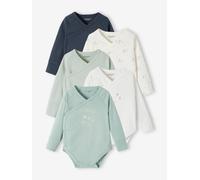 5er-Pack mitwachsende Baby Wickelbodys Bio-Baumwolle graublau Gr. 62 von Vertbaudet