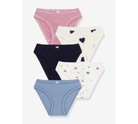 5er-Pack Slips mit Herz-Print PETIT BATEAU, Mädchen Gr. 110