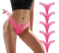 5er Pack String Tanga Damen Spitze Sexy Unterwäsche Nahtlos Frauen Slip Hipster Unterhosen Mehrpack Baumwolle Atmungsaktiv Thong Bikini Pantys Seamless Hohe Taille Dessous Slip Tanga Panties (S)