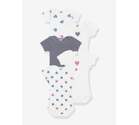 5er-Pack Unisex Baby Schlupfbodys mit kurzen Ärmeln PETIT BATEAU, e Herzen weiß Gr. 62