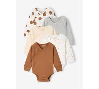 5er-Pack Wickelbodys Baby langärmlig karamell Gr. 56 von Vertbaudet