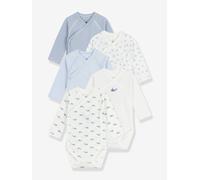 5er-Pack Wickelbodys mit langen Ärmeln aus Baumwolle Baby PETIT BATEAU helles blau Gr. 50