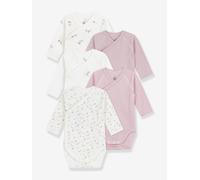 Petit Bateau 5er-Pack Wickelbodys langarm Blumen Ringel 68 natur/rosa