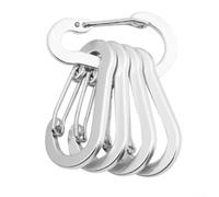 5er Set Alu Karabinerhaken 50mm Leicht für Schlüssel | 5er Set, 50x26mm, 20g leicht, Aluminiumlegierung, schwarz/blau/grün/gold/silber, rostfrei(Silver)