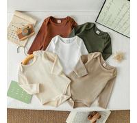 5er Set Baby Jungen Langarm Bodysuit Herbst Basics Weiß Neutral Neugeborenen Kleidung Unisex Baby Vielseitig Langarm T-Shirts für Familien-Matching