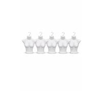 5er Set Damen Torso Halbschale Weiß - Weiblicher Damentorso Kunststoff - Schaufensterpuppe Oberkörper mit Haken - Büste zum Präsentieren von Kleidung & Dessous