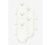 5er-Set Wickelbodys langarm Baby PETIT BATEAU weiß Gr. 62
