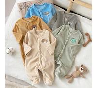 5er Set zufällig versendet 1 Stück Herbst/Winter Neugeborenen Hauskleidung Bodysuit süß Welpe Elefant Koala Stickerei Aprikose Grün Blau Khaki Grau ei