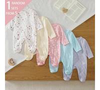 5er Set zufällige 1er Neugeborenen Baby Mädchen Bodysuit Set Weiß Lila Rosa Apricot Herbst Winter weich bequem dünn Bodysuit exquisite niedliche Kirsc