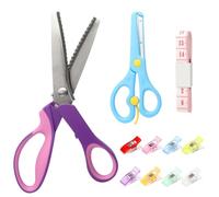 5mm Zickzacken Schere Set - Profi Näh Zick Zack Schere mit 8 Klemme, Edelstahl Stoffe Schneiderschere mit Weicher Maß, Handwerk Schere Set, Multifunktionale Gezahnte Stoffschere für Gewebe Papier