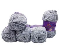 5x 100 Gramm Strickwolle Ilkadim Export Velvet Micro-Polyester, 500g Babywolle samtig, Strickgarn einfarbig (grau 90051)