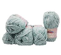 5x 100 Gramm Strickwolle Ilkadim Export Velvet Micro-Polyester, 500g Babywolle samtig, Strickgarn einfarbig (graublau 90047)