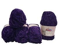 5x 100 Gramm Strickwolle Ilkadim Export Velvet Micro-Polyester, 500g Babywolle samtig, Strickgarn einfarbig (lila 90028)