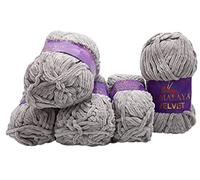 5x 100 Gramm Strickwolle Ilkadim Export Velvet Micro-Polyester, 500g Babywolle samtig, Strickgarn einfarbig (grau 90057)