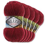 5x Alize 100 g Burcum Klasik Wolle (Bordeaux 57)