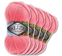 5x Alize 100 g Burcum Klasik Wolle (Himbeere 170)
