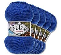 5x Alize 100 g Burcum Klasik Wolle (Königsblau 141)