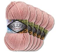 5x Alize 100 g Burcum Klasik Wolle (Puderrosa 161)