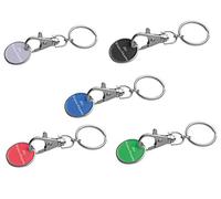 5x Metall Schlüsselanhänger mit Gravur /mit Einkaufschip / 5 Farben